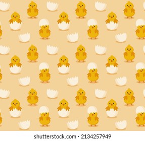 Chickens seamless pattern. Festive vector background for Easter. Eps 10