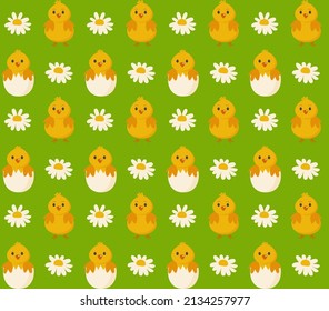 Chickens seamless pattern. Festive vector background for Easter. Eps 10