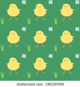 
chickens seamless vector pattern in cartoon style