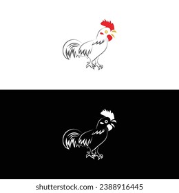 Chicken,Set of chicken, rooster, hen poultry farm animal icon character hand drawn vector illustration.