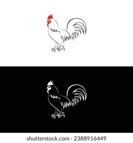 Chicken,Set of chicken, rooster, hen poultry farm animal icon character hand drawn vector illustration.