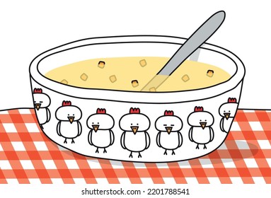 Chicken-soup for the flu vector illustration