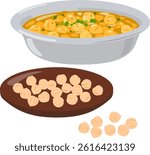 Chickpea curry in a metal dish