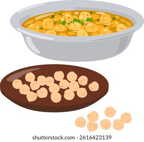 Chickpea curry in a metal dish
