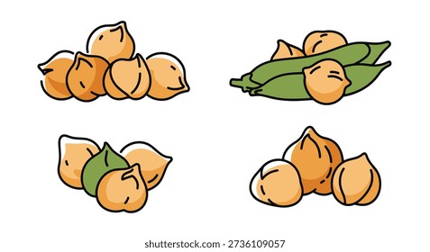 Chickpea Line art color filled modern design