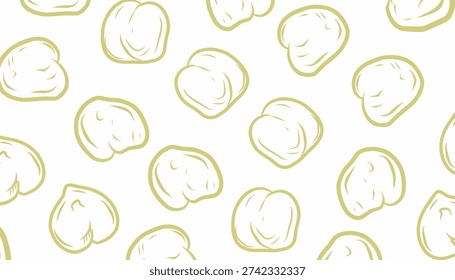 Chickpea Seamless Pattern. Hand Drawn Garbanzo Bean Illustration. Outline Vector Repeating Food Background.