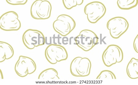 Chickpea Seamless Pattern. Hand Drawn Garbanzo Bean Illustration. Outline Vector Repeating Food Background.