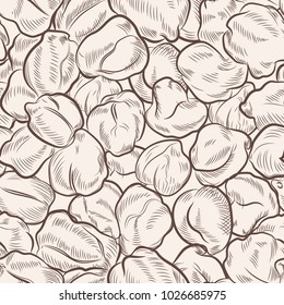 Chickpea sketch seamless pattern. Hand drawn nut background for your design.