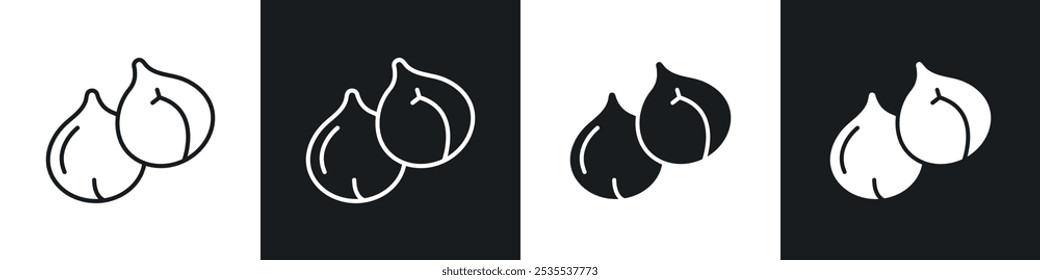 Chickpea vector icon set in black and white. EPS 10 illustration