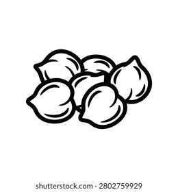 Chickpeas group icon representing healthy organic vegan food ingredients as a simple line on white background
