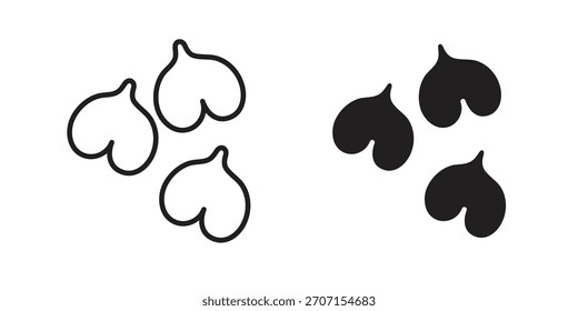 Kichererbsen-Hummus-Symbol in schwarzem Strich, Vektordesign und flache, feste Version auf weißem Hintergrund