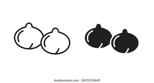 Chickpeas hummus icon. Flat and stroke versions. Graphic elements.