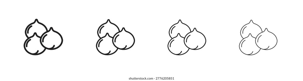 Chickpeas hummus icons in minimalistic thin line strokes designs