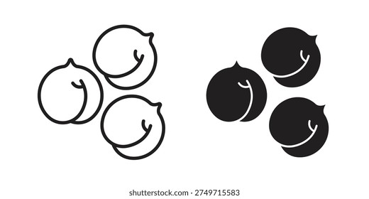 Chickpeas hummus icons for web design set in black stroke and solid style. EPS10