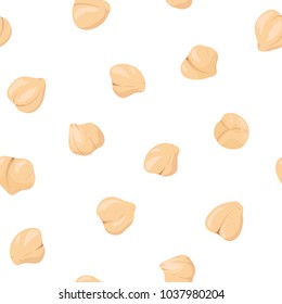 Chickpeas seamless pattern. Chickpeas on white background. Vector hand drawn illustration seamless pattern.