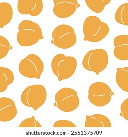 Chickpeas seamless pattern on white background. Garbanzo beans backdrop. Ingredient for hummus, falafel and other vegetarian food. Vegan protein source. 