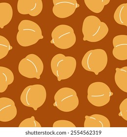 Chickpeas seamless pattern on white background. Garbanzo beans backdrop. Ingredient for hummus, falafel and other vegetarian food. Vegan protein source.