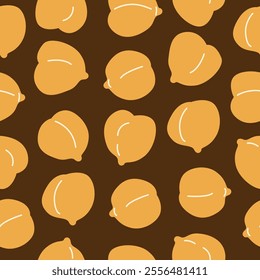 Chickpeas seamless pattern on white background. Garbanzo beans backdrop. Ingredient for hummus, falafel and other vegetarian food. Vegan protein source.