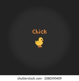 Chicks 8 bit pixels. Animal for game assets in vector illustration.
