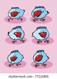 chicks cartoon, abstract vector art illustration