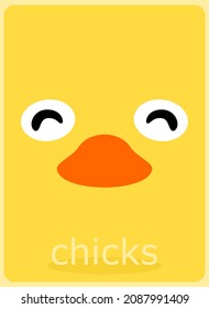 Chicks cartoon face on yellow background. cute simple animal face for kids poster and t-shirt design