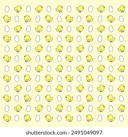 Chicks and Chicken Eggs Background Pattern 