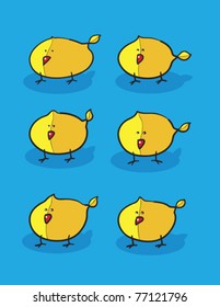 chicks drawing, abstract vector art illustration