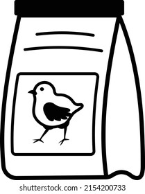 Chicks Grain Packet vector icon design, Poultry farming symbol, Meat or Eggs Production Sign, Protein and farmyard equipment stock illustration, Pet Feed Box Concept