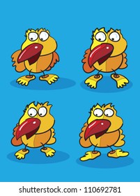 chicks over blue background, abstract vector art illustration