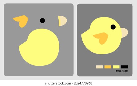 Chicks pattern for kids crafts or paper crafts. Vector illustration of chicks puzzle. cut and glue patterns for children's crafts.