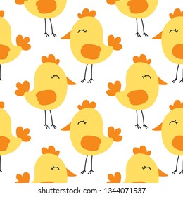 Chicks  seamless pattern vector illustration.  Sketch for wrapping paper. Spring time and Easter.