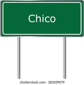 Chico , California, road sign green vector illustration, road table, USA city