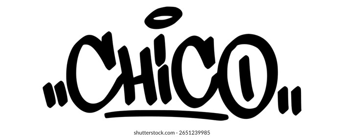 Chico graffiti tag in bold black lettering on transparent background. Fresh and grounded vibe perfect for local urban art and expressive modern design