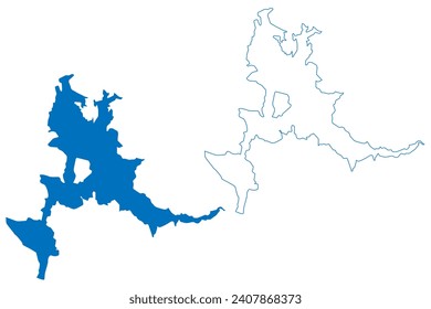 Chicoasen Dam Lake (United Mexican States, Mexico) map vector illustration, scribble sketch Chicoasén Reservoir, Presa Manuel Moreno Torres map