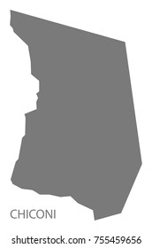 Chiconi map of Mayotte grey illustration silhouette shape