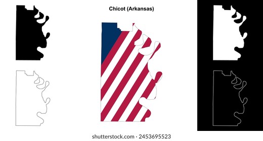 Chicot County (Arkansas) outline map set