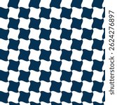 Chidori Manji seamless Japanese traditional pattern with geometric interlocking motif of plover birds and swastika shapes. Classic navy blue textile background for cultural and decorative use, Vector 