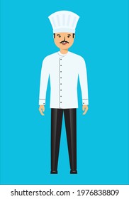 Chief, baker, cook cooking character flat style vector illustration isolated on white background.