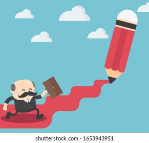 Chief business man who runs the route by himself, pencil drawn route