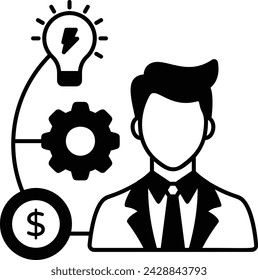 Chief collaboration officer vector design, self improvement at workplace Symbol, business motivation Sign, goal-directed behavior stock, generating cost effective ideas to solve the problem concept