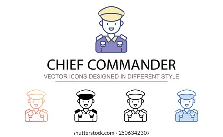 Jefe Comandante diseño de icono con fondo blanco Ilustración de stock