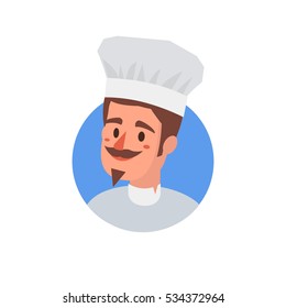 Chief cook character flat icon. Vector illustration.