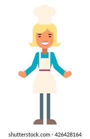 Chief cook. Female character. Flat vector illustration. People occupation character