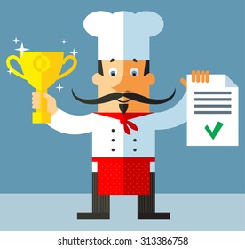 chief cook. Flat vector illustration.