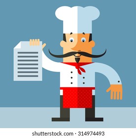 chief cook. Flat vector illustration.