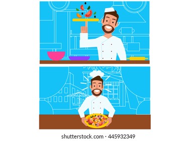 Chief cook pizza flat Motion Design