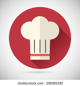 Chief Cook Symbol Toque Cuisine Food Icon on Stylish Background Modern Flat Design Vector Illustration