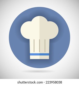 Chief Cook Symbol Toque Cuisine Food Icon on Stylish Background Modern Flat Design Vector Illustration