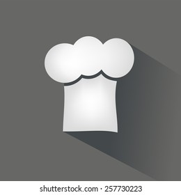 Chief Cook Symbol Toque Cuisine Food Icon on Modern Flat Design.