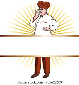 Chief cook. Vector illustration. Man in cooks uniform.